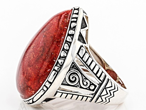 Southwest Style By JTV™ Coral Rhodium Over Sterling Silver Solitaire Ring - Size 8