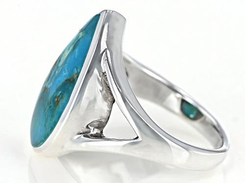 Southwest Style By JTV™ Pear Shaped Blue Turquoise Rhodium Over Sterling Silver Solitaire Ring - Size 9