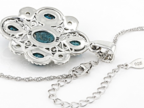 Southwest Style By JTV™ Turquoise and Rainbow Moonstone Rhodium Over Silver Pendant with 18