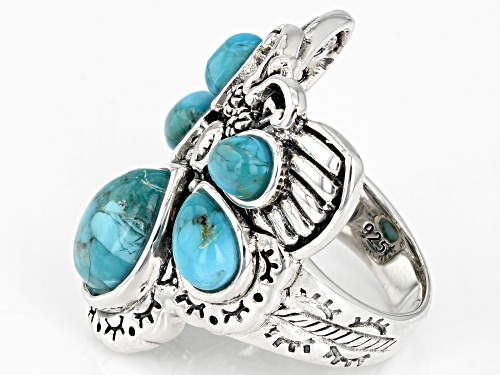 Southwest Style By JTV™ Blue Turquoise Rhodium Over Sterling Silver Oxidized Butterfly Ring - Size 9