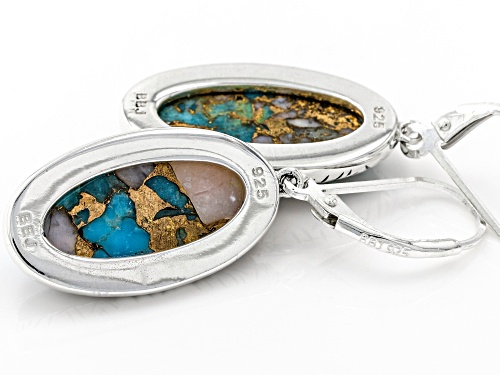 Southwest Style By JTV™ Blended Turquoise And Pink Opal Rhodium Over Sterling Silver Earrings.
