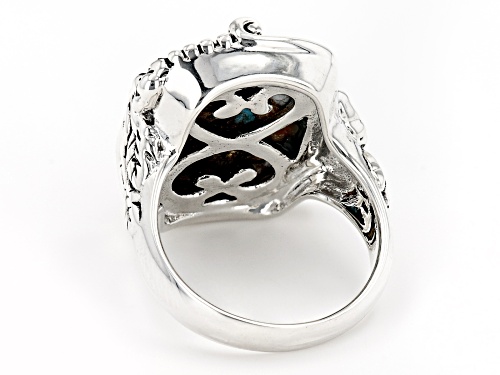 Southwest Style By JTV™ Blended Turquoise and Spiny Oyster Shell Rhodium Over Silver Ring - Size 9