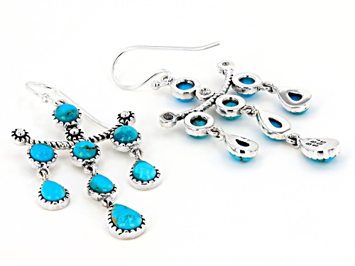 Southwest Style By JTV™ Blue Turquoise Rhodium Over Sterling Silver Chandelier Earrings