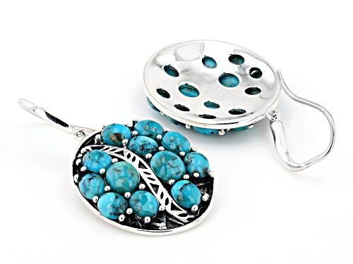 Southwest Style By JTV™ Oval Turquoise Rhodium Over Sterling Silver Multi Row Earrings
