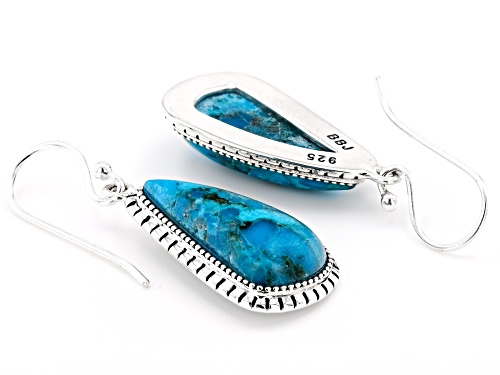 Southwest Style By JTV™ Fancy Shape Turquoise Rhodium Over Sterling Silver Earrings