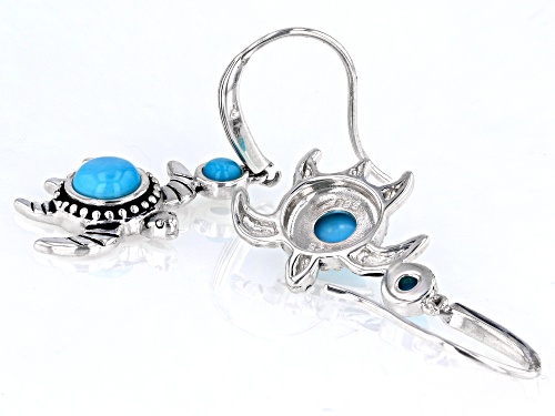 Southwest Style By JTV™ Sleeping Beauty Turquoise Rhodium Over Silver Turtle Dangle Earrings