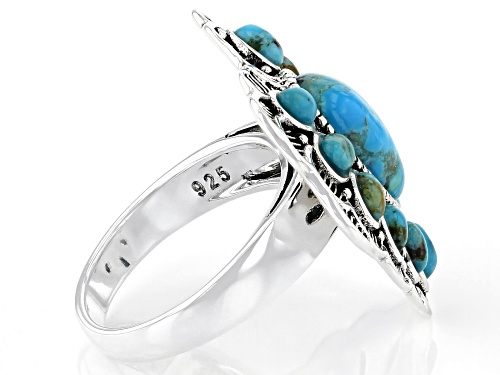Southwest Style By JTV™ Oval and Pear Shaped Turquoise Rhodium Over Sterling Silver Heart Ring - Size 7