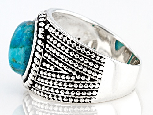 Southwest Style By JTV™ Oval Blue Turquoise Rhodium Over Sterling Silver Solitaire Ring - Size 8