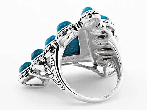 Southwest Style By JTV™ Blue Turquoise Rhodium Over Sterling Silver Ring - Size 8