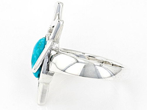 Southwest Style By JTV™ Blue Turquoise Rhodium Over Silver Lightening Bolt Ring - Size 8
