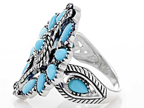 Southwest Style By JTV™ Sleeping Beauty Turquoise Rhodium Over Sterling Silver Heart Ring - Size 7