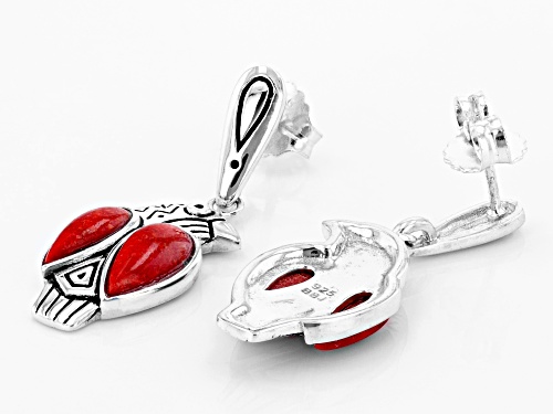 Southwest Style By JTV™ Freeform Red Sponge Coral Rhodium Over Sterling Silver Earrings