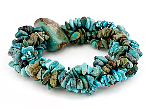 Southwest Style By JTV™ Turquoise Nugget, Chips, and Beaded Statement Bracelet - Size 7