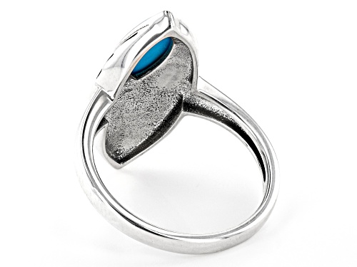 Southwest Style By JTV™ Marquise Sleeping Beauty Turquoise Eagle Design Rhodium Over Silver Ring - Size 8