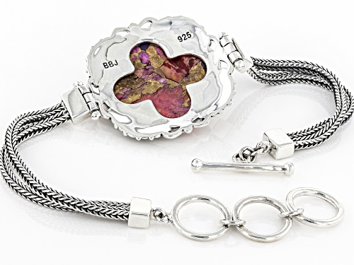 Southwest Style By JTV™ Blended Turquoise and Purple Spiny Oyster Shell Rhodium Over Silver Bracelet - Size 7.25