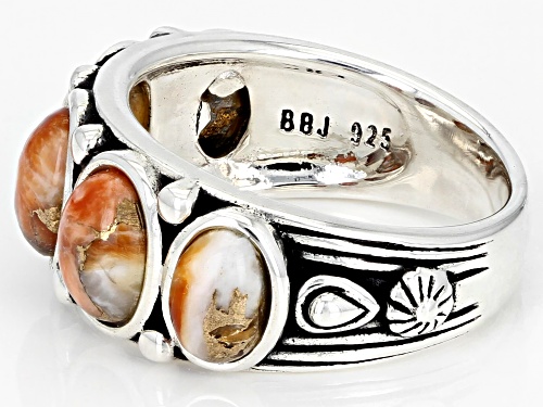 Southwest Style By JTV™ Spiny Oyster Shell  Rhodium Over Sterling Silver 5-Stone Ring - Size 12