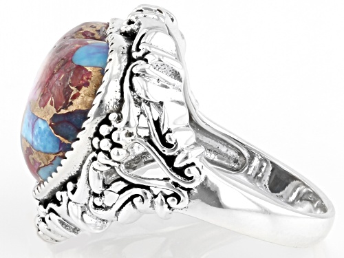 Southwest Style By JTV™ Turquoise & Purple Spiny Oyster Shell Rhodium Over Silver Heart Ring - Size 11
