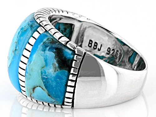 Southwest Style By JTV™ Turquoise Rhodium Over Sterling Silver Inlay Ring - Size 8