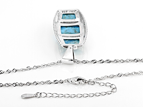 Southwest Style By JTV™ Blue Turquoise Rhodium Over Sterling Silver Inlay Pendant with Chain