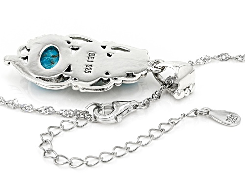 Southwest Style By JTV™ Blue Turquoise Rhodium Over Sterling Silver 3-Stone Pendant with Chain