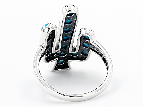 Southwest Style By JTV™ Sleeping Beauty Turquoise Rhodium Over Silver Cactus Ring - Size 7