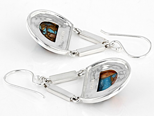 Southwest Style By JTV™ Blended Composite Turquoise and Spiny Oyster Rhodium Over Silver Earrings