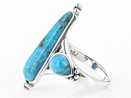 Southwest Style By JTV™ Blue Turquoise Rhodium Over Sterling Silver Statement Ring - Size 11