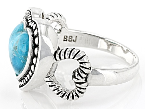 Southwest Style by JTV™ Blue Turquoise Sterling Silver Heart Ring - Size 8