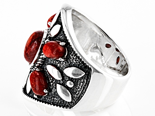 Southwest Style by JTV™ Red Coral Sterling Silver Ring - Size 7