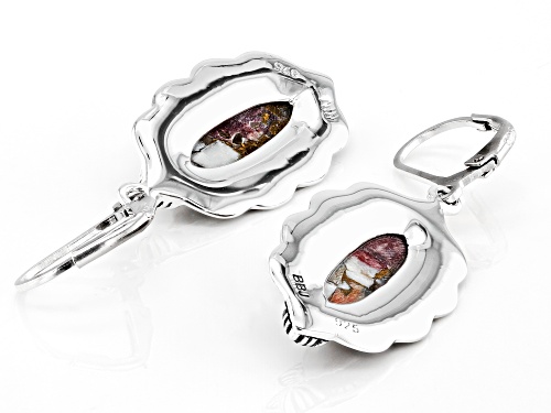 Southwest Style By JTV™ Oval Orange Spiny Oyster Shell Rhodium Over Sterling Silver Earrings