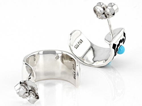 Southwest Style By JTV™ Round Sleeping Beauty Turquoise Sterling Silver Half Hoop Earrings