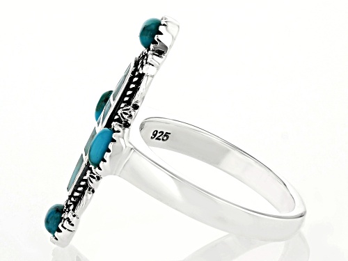 Southwest Style By JTV™ Multi-Shape Blue  Turquoise Rhodium Over Sterling Silver Ring - Size 12