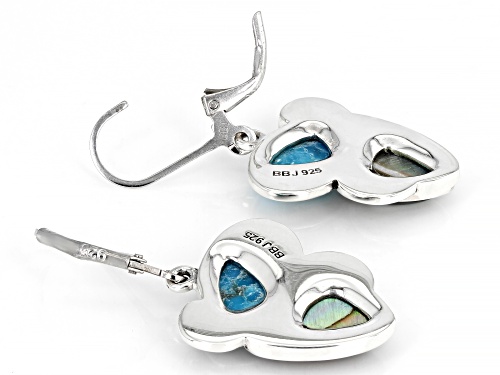 Southwest Style By JTV™ Blue Turquoise and Abalone Shell Rhodium Over Sterling Silver Earrings