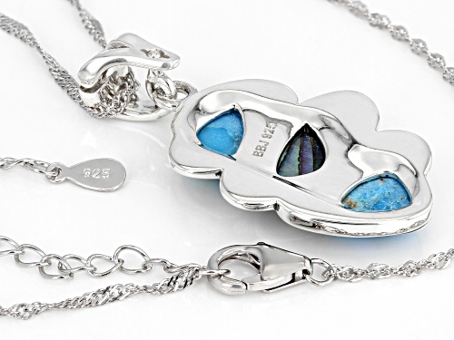 Southwest Style By JTV™ Blue Turquoise and Abalone Shell Rhodium Over Sterling Silver Enhancer