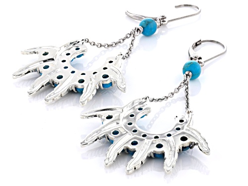 Southwest Style By JTV™ Kingman Turquoise & Composite Turquoise  Silver Feather Dangle Earrings