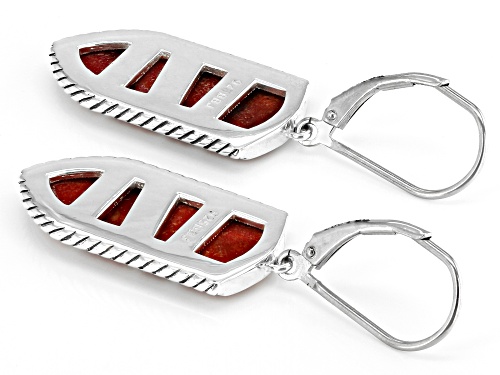 Southwest Style By JTV™ Red Sponge Coral Inlay Sterling Silver Earrings