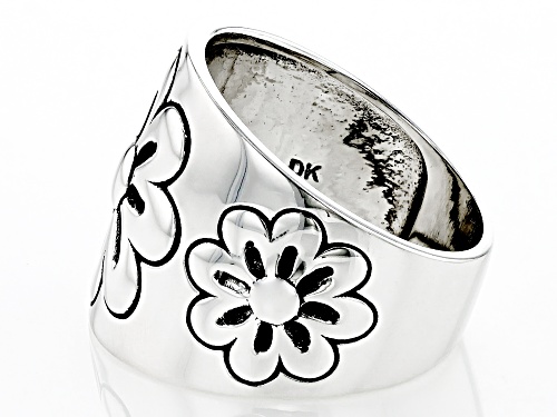 Southwest Style By JTV Rhodium Over Sterling Silver Flower Band Ring - Size 7
