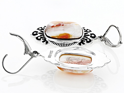 Southwest Style by JTV™ 16x12mm Orange Spiny Oyster Shell Rhodium Over Sterling Silver Earrings