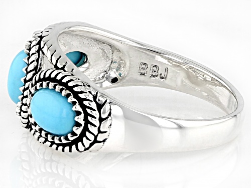 Southwest Style by JTV™ 6x4mm 3 Stone Sleeping Beauty Turquoise Sterling Silver Ring - Size 9