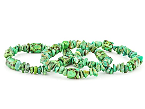 Southwest Style By JTV™ Multi-Shaped Green Turquoise Set of 3 Stretch Bracelets