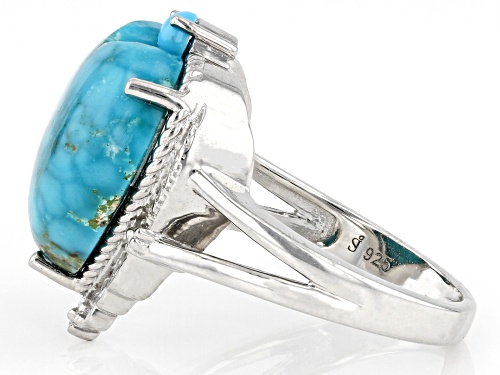 Southwest Style By JTV™ Heart Kingman &  Round Sleeping Beauty Turquoise Rhodium Over Silver Ring - Size 8
