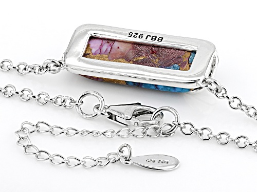 Southwest Style by JTV™ Purple Spiny Oyster and Turquoise Rhodium Over Sterling Silver Necklace - Size 20