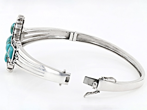 Southwest Style by JTV™ Blue Turquoise Rhodium Over Sterling Silver Cross Bracelet - Size 8