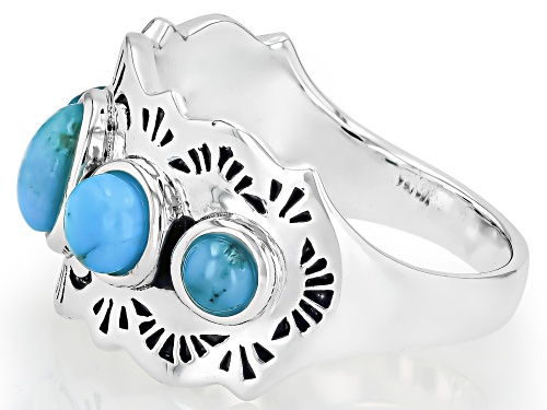 Southwest Style by JTV™ Multi-Stone Blue Turquoise Sterling Silver Ring - Size 12