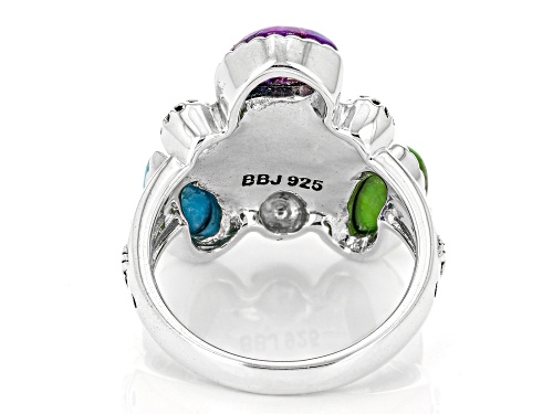 Southwest Style by JTV™ Multi-Color Turquoise Sterling Silver Ring - Size 12