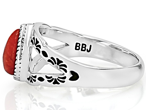 Southwest Style by JTV™ Red Sponge Coral Sterling Silver Open Design Ring - Size 12