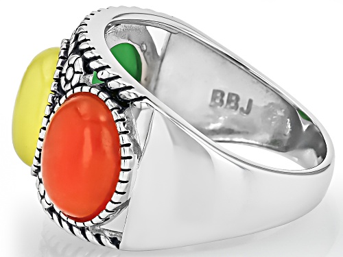Southwest Style by JTV™ Multi-Color Jadeite Rhodium Over Sterling Silver Ring - Size 7