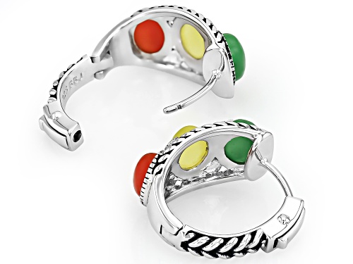 Southwest Style by JTV™ Multi-Color Jadeite Rhodium Over Sterling Silver Earrings