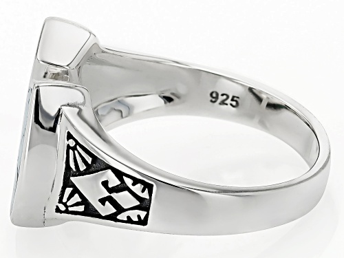 Southwest Style by JTV™ Blue Turquoise Sterling Silver Horseshoe Inlay Ring - Size 8