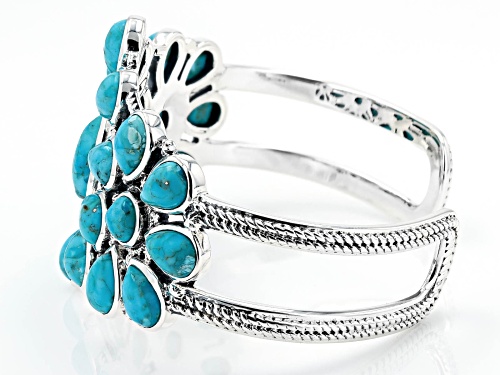 Southwest Style by JTV™  Pear Shape Turquoise Sterling Silver Statement Cuff Bracelet